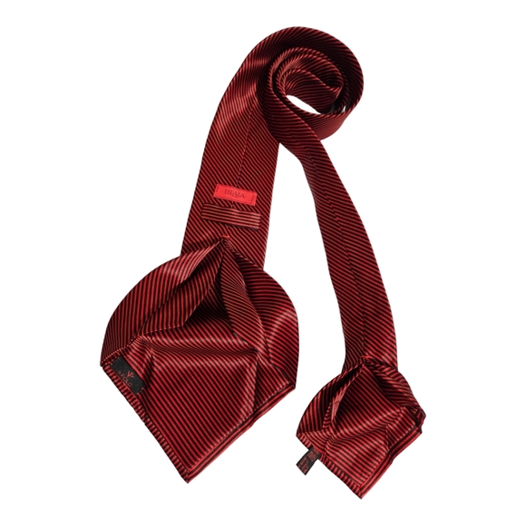 ISAIA NINEFOLD 9FOLD RARE Black/Red Striped LUXURY Tie HANDMADE ITALY - Picture 5 of 7